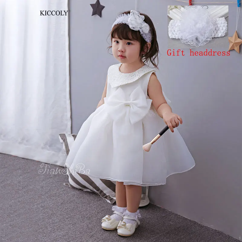 Baby girl dress Christening Gown 1 year birthday dress white wedding dress Baptism cute roupas bebe vestido infantil para festa