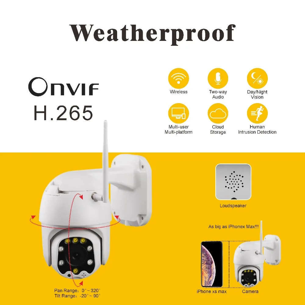 2.0MP/1080 P 2,5 дюймов wifi HD Интеллектуальный полноцветный wifi PTZ поддержка купольной камеры sd-карта