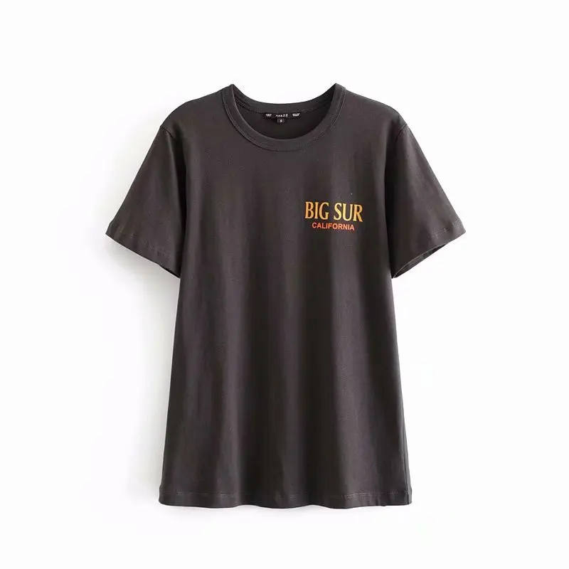 

2019 Women T Shirt Fashion Letters Print BF Style Lady Tee Summer O neck Short sleeve Shirt Casual Gray Female Tops C944