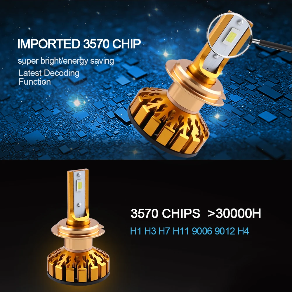 H4 светодиодные фары H7 H11 H1 H3 9005 9006 hb3 hb4 9012 Авто 3570 чип лампада 9003 фары 100W 12V CANBUS 6000 К h7 светодиодные автомобильные лампы