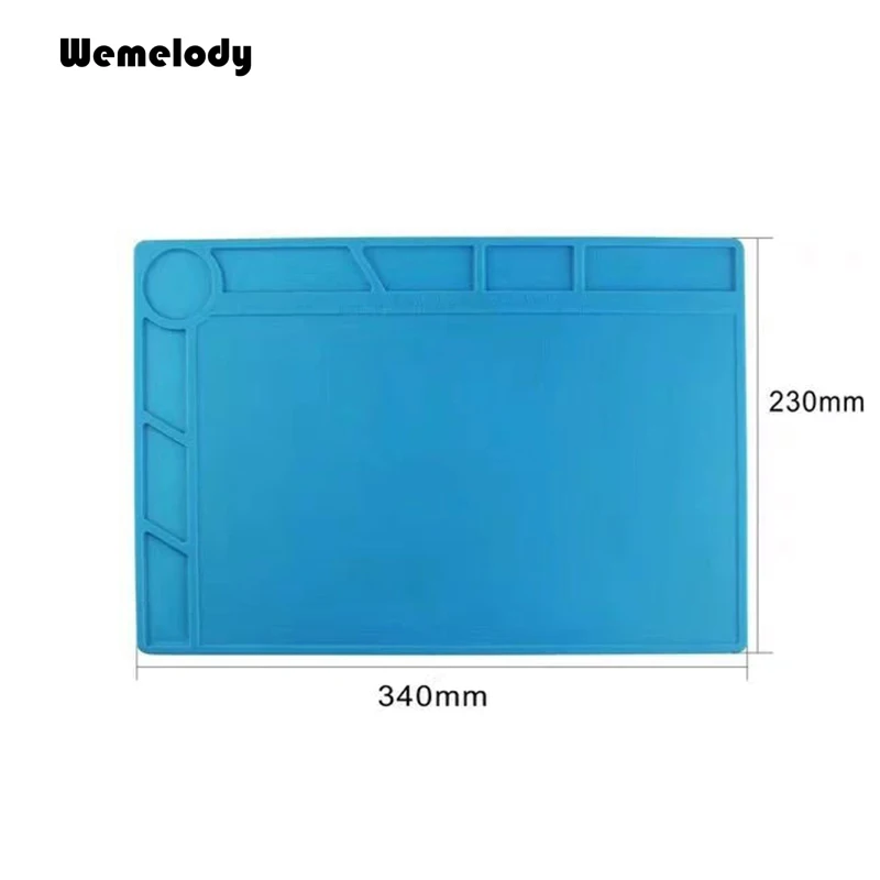 

Heat Gun Soldering Station pad, Heat-resistant Insulation Silicone Mat built-in 20cm scale ruler 23*34cm electrician tool
