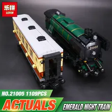LEPIN 21005 series the Emerald Night model building blocks set Classic compatible Steam font b trains