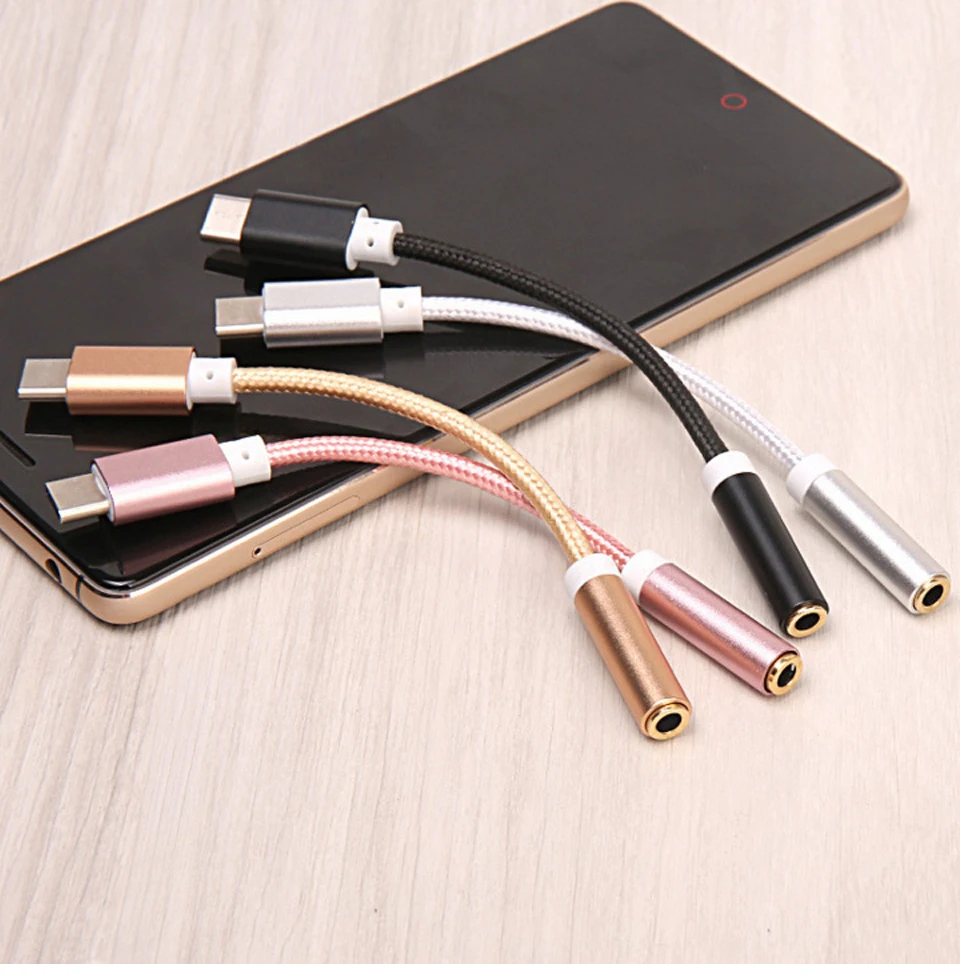 AUX Audio Cable USB Type C to 3.5 Earphone Adapter Type-C to 3.5mm Headphone Converter for xiaomi 6 Letv 2 2pro max2 Pro 3 (8)