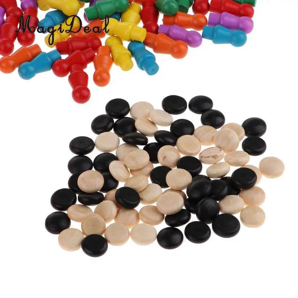 6 In 1 Wooden Chess Pieces Game Board Chinese Checkers Gobang Stratego for Kids Adults Entertainment