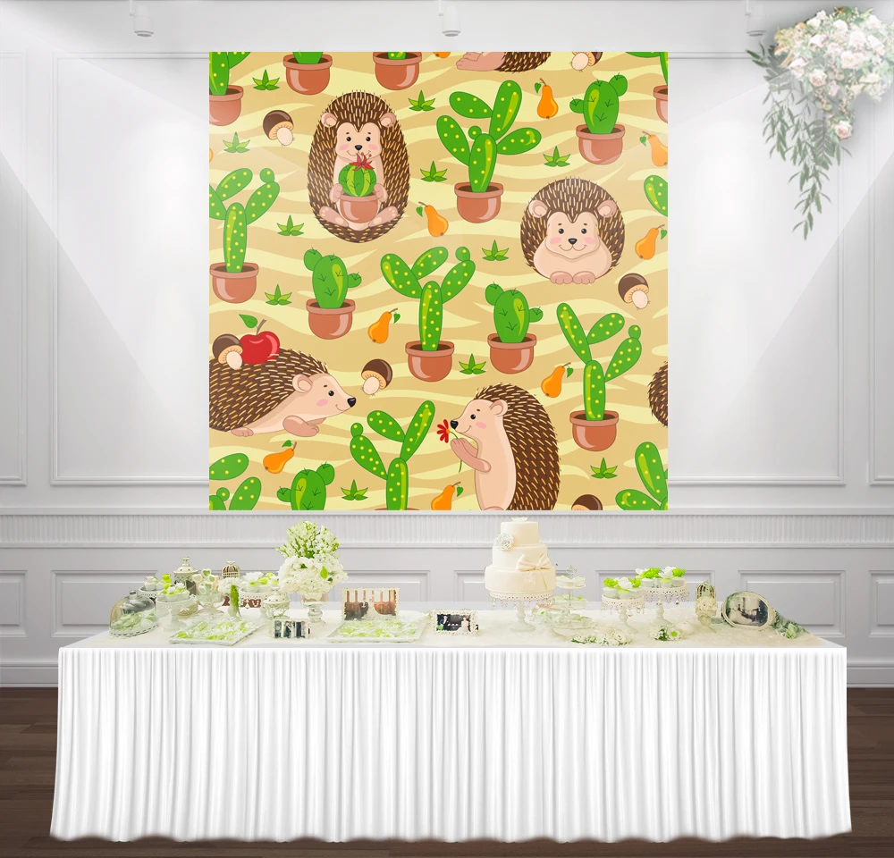 

HUAYI Hedgehog cactus desert photography Customize Printed Photo backdrop Newborns Birthday Photoshoot background lw-1130