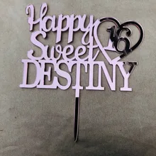 Индивидуальное сердце украшение для именинного торта пользовательское имя счастливый сладкий 16 украшение для торта ко дню рождения зеркало, розовое золото Акриловые Торт Топпер