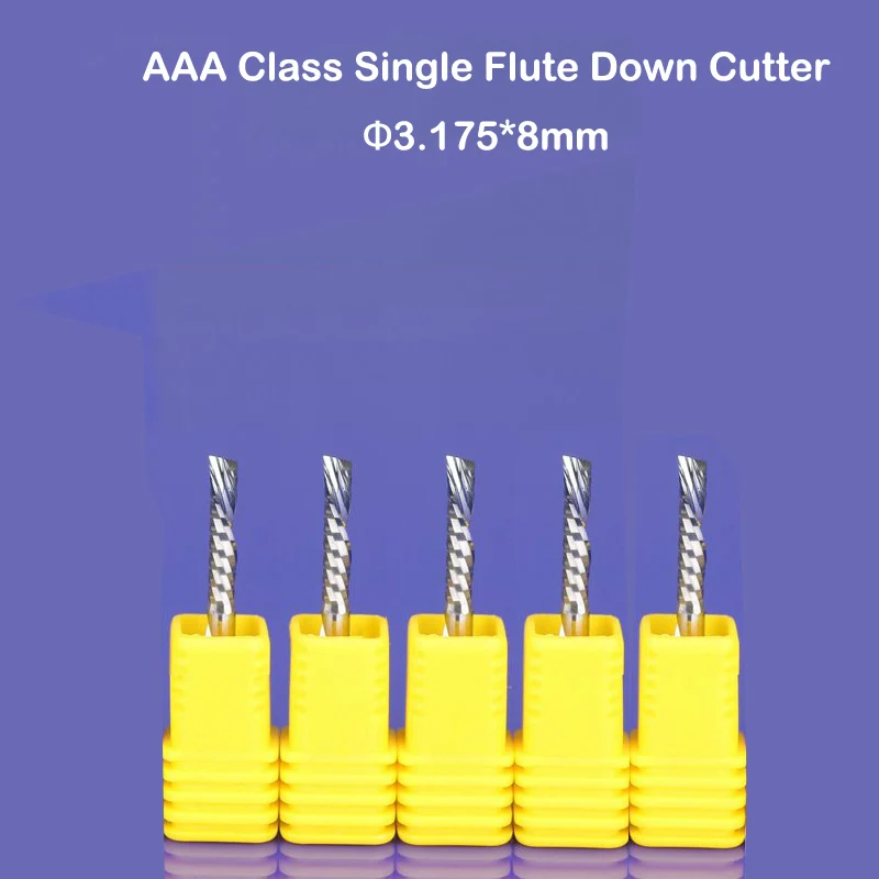 

5pcs NEW Left Handed CNC bits for PCB down clean cutting, FREE Shipping PCB single flute endmill cutter router bits 1/8" * 8mm