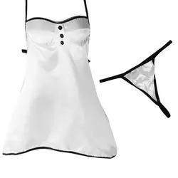 Сексуальное женское белье горячей Для женщин пустое пижамы белое платье пижамы Babydoll + стринги плюс Размеры XXL F05