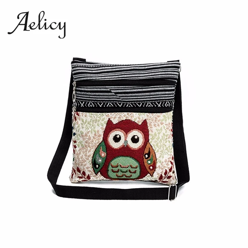 

Aelicy Women Linen Crossbody Bag National Wind Embroidered Owl Tote Bags Girls Shoulder Bag Women Leisure Daily Messenger Bag