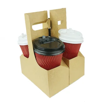 

Holder Disposable Take Away Drinks Shelf To-go Box Cafe Restaurant Packing Tools Hard Corrugated Paper Coffee Cup 50pcs/set