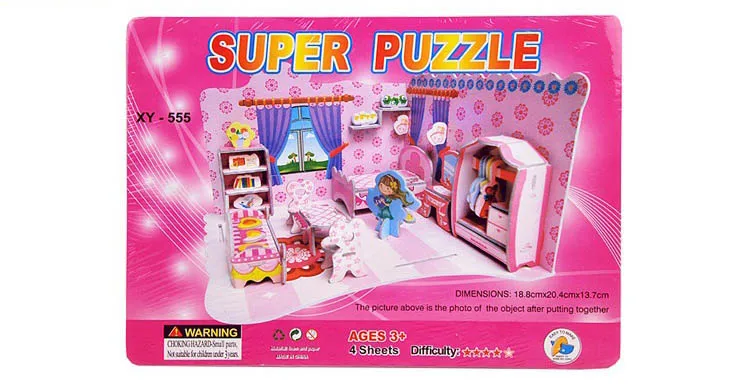 Kid 3D DIY Puzzle Jigsaw Furnishing Assembling Puzzle Stickers Scrapbooking Baby Toy Kid Early Learning Gift Brinquedo Educativo