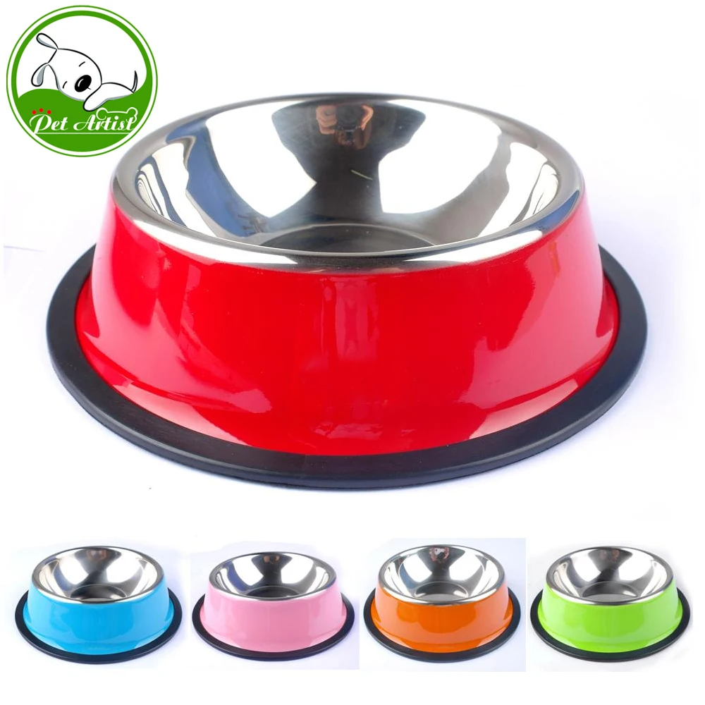 

Stainless Steel Puppy Cat Dog Food Drink Water Bowl Dish