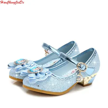 

Children Leather Sandals Child High Heels Girls Princess Summer Elsa Shoes Chaussure Enfants Sandals Party Anna Shoes