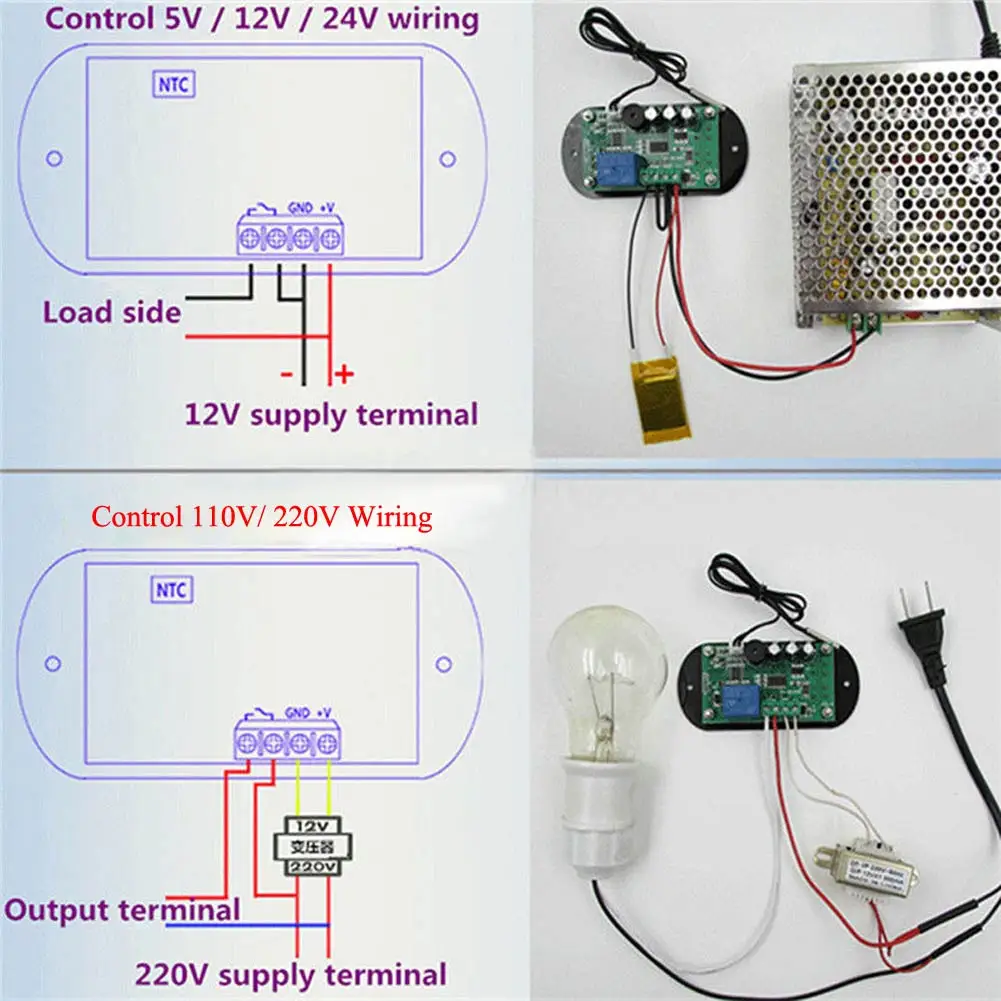 Цифровой термостат с синим дисплеем 12 В|Приборы для измерения температуры| |