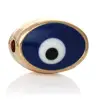 DoreenBeads Zinc metal alloy Spacer Beads Oval Deep blue Light Golden eye of Evil Enamel About 10mmx7mm,Hole:Approx 1.7mm,2 PCs ► Photo 1/3