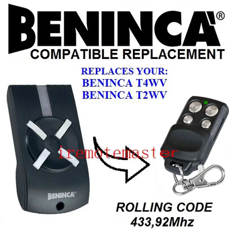 

Beninca BENINCA T2 WV T4WV rolling code compatible radio control
