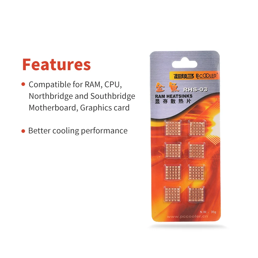 Алюминиевый/медный радиатор PCCooler 1 комплект 8 шт. для ОЗУ ЦП материнская плата