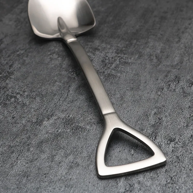 Creative Twins 304 Stainless Steel Japan-style Shovel Coffee Spoon Vintage Ice Cream Dessert Tea Honey Cappuccino Stirring Scoop