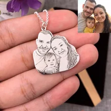 Foto da família feita sob encomenda grava colar de prata esterlina 925 colar para mãe amante do bebê presente da memória do aniversário do dia das mães jóias