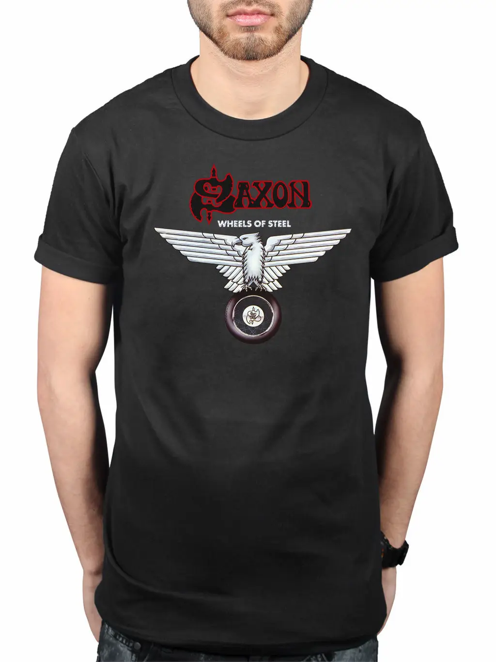 Official Saxon Wheels Of Steel T Shirt Heavy Metal Band Merchandise Tee