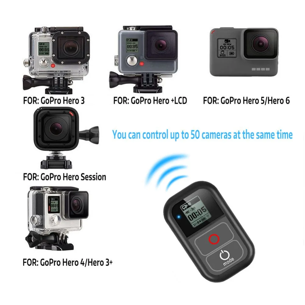 

Waterproof WIFI Remote Control For Gopro Hero 6 Hero 5 4 3+ 3 / 4 Session 5 Session Camera For Gopro Hero 7 Black 180m Distance