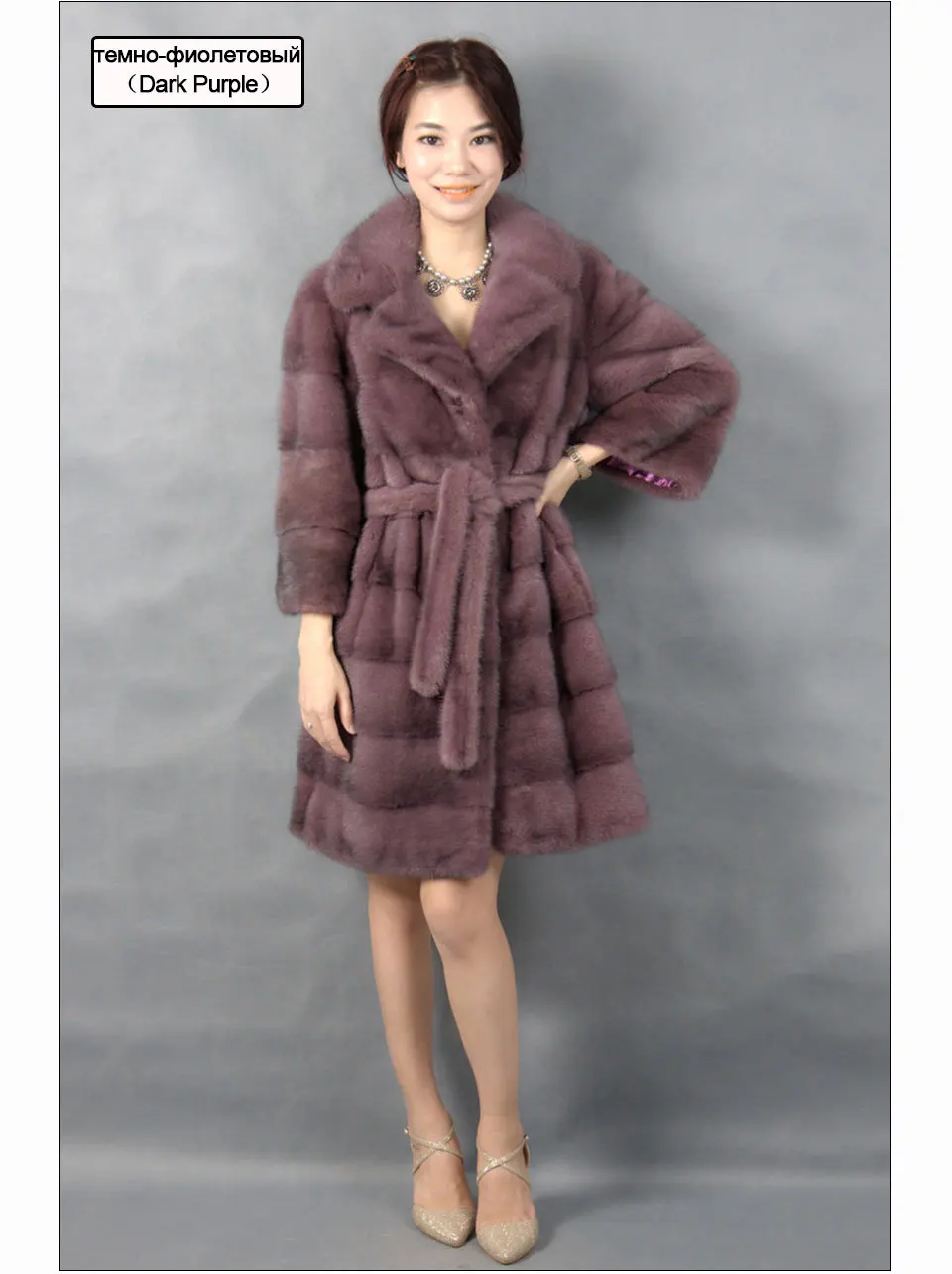 Flash Deal Genuine mink fur coat with  turn-down collar light color 100% natural mink fur coa t2019 11