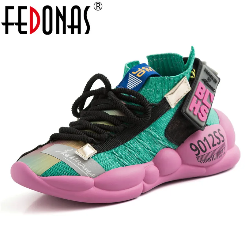 Vente FEDONAS 2019 femmes baskets nouveauté corss attaché appartements plates formes chaussures femme décontractées respirant qualité Sport femme chaussures