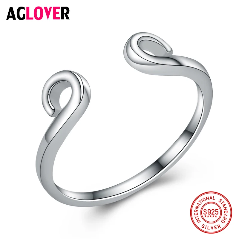 

925 Sterling Silver Open Rings for Women Personality Simple Style Lady Sterling Silver Lovers Rings Wedding Jewelry