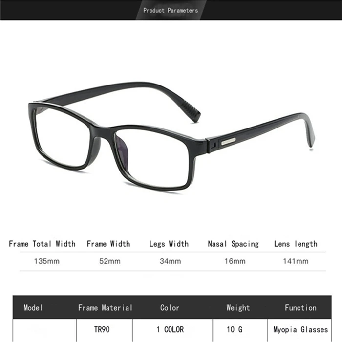 Горячее предложение Новые женские мужские готовые очки для близорукости короткие очки для коррекции зрения черная пластиковая оправа-100-150-200-250-300-350-400