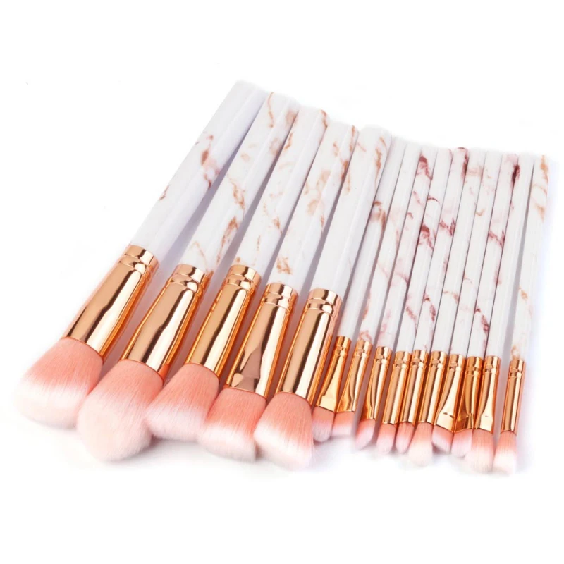 New 15pcs Marbling Makeup Brushes Set Eyeshadow Eyeliner Concealer Brush set Mini Make Up Brush Tool Kit
