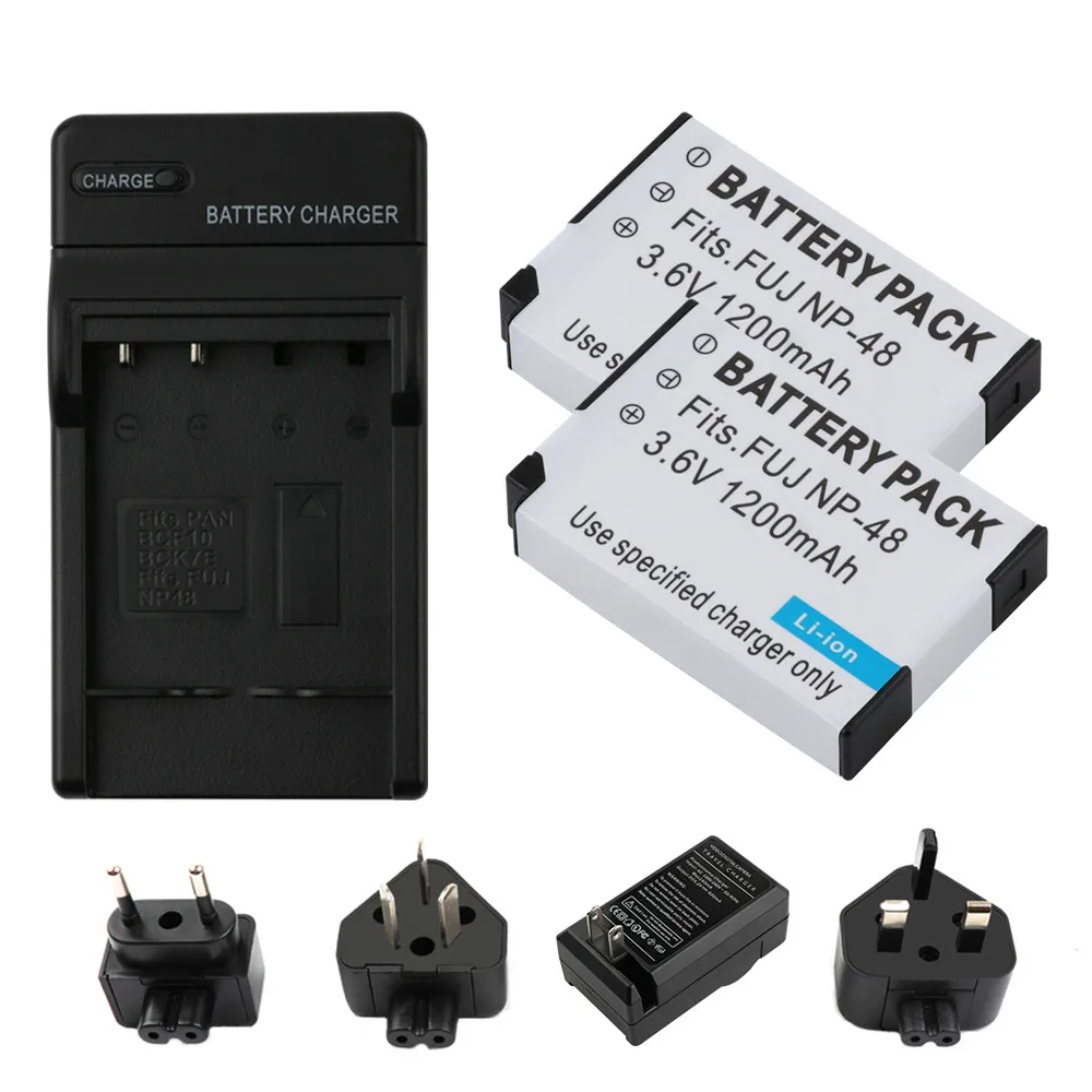 

RP 2pc NP-48 NP 48 NP48 3.7V 1010mAH Li-ion Bateria + Charger + EU/US/UK/AU Plug For Fujifilm Fuji XQ1 XQ2 NP-48 Camera Battery