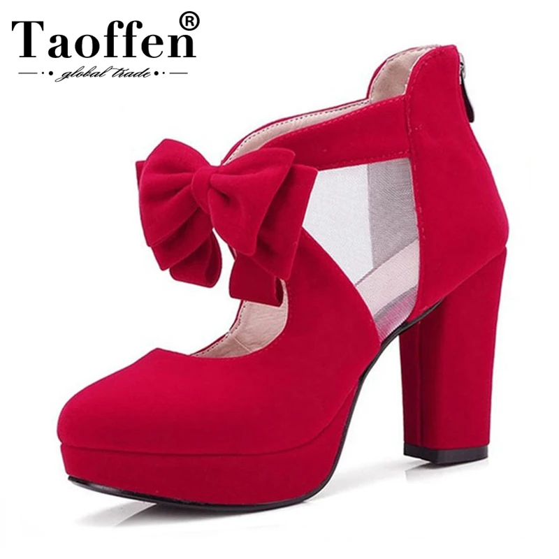 

TAOFFEN Wholesale Large Size 33-43 Sweet Bow High Heels Spring Summer Pumps Shoes Woman Fashion Party Wedding Shoes Women