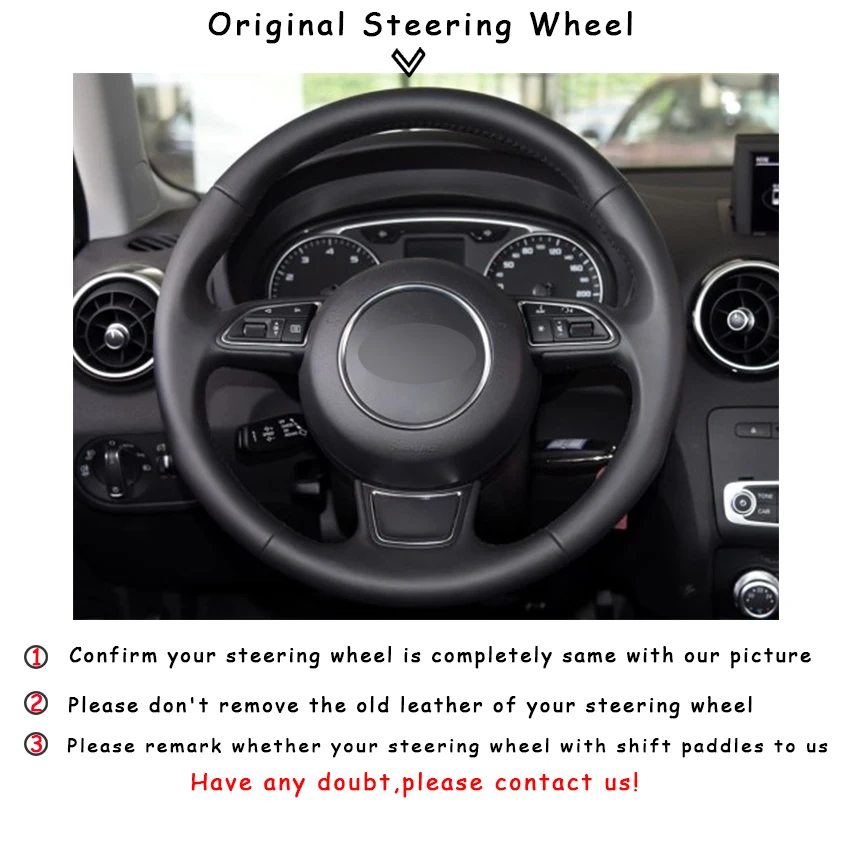 Черный синтетический кожаный чехол для Audi A1 A3 A5 A7|car steering wheel cover|steering coverwheel cover |