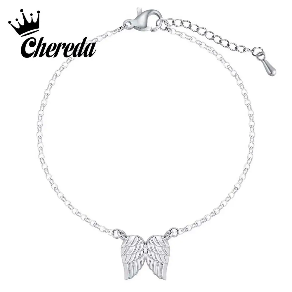 

Chereda Bohemia Charm Stainless Steel Bracelet for Women Wings Golden Elegant Chain Bangles Femme Gifts