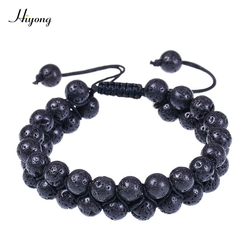 

Lava Rock Stone Aromatherapy Essential Oil Diffuser Bracelet Double Row Beads Braided Rope Bracelets Natural Stone Yoga bangle