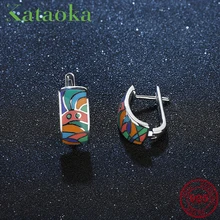 Новинка года. Женские серьги-гвоздики из настоящего 925 пробы серебра. Модные вечерние серьги-гвоздики с эмалью