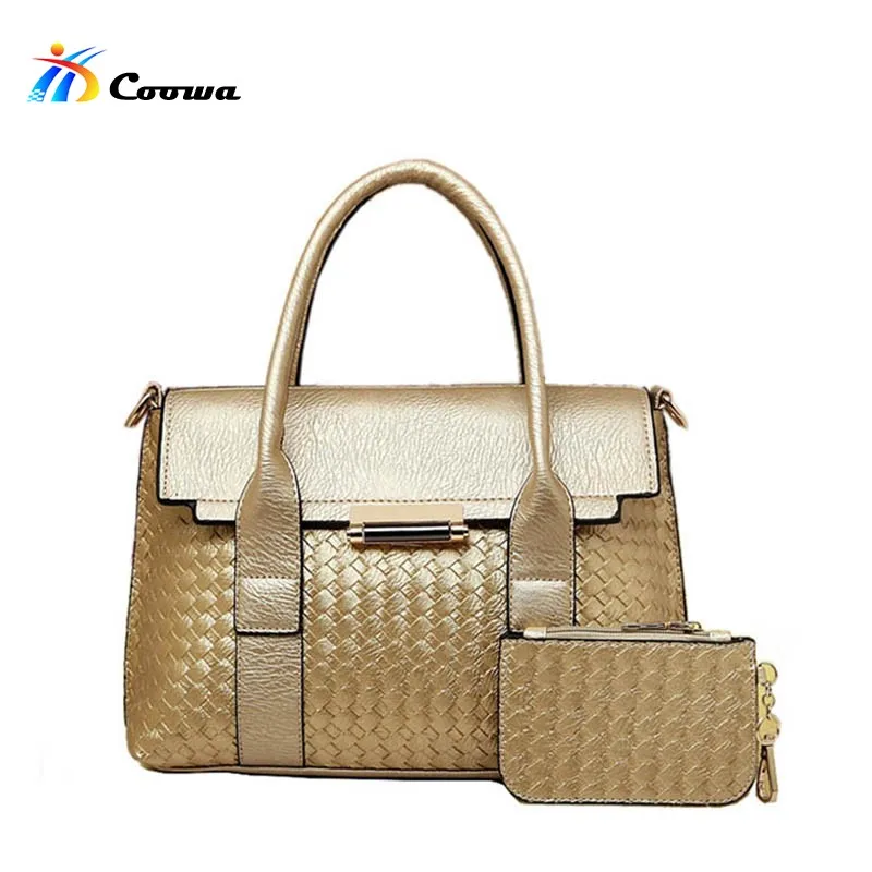 

Coowa  bags handbags women 2016 fashion trends  women leather handbags purse knitting leather golden