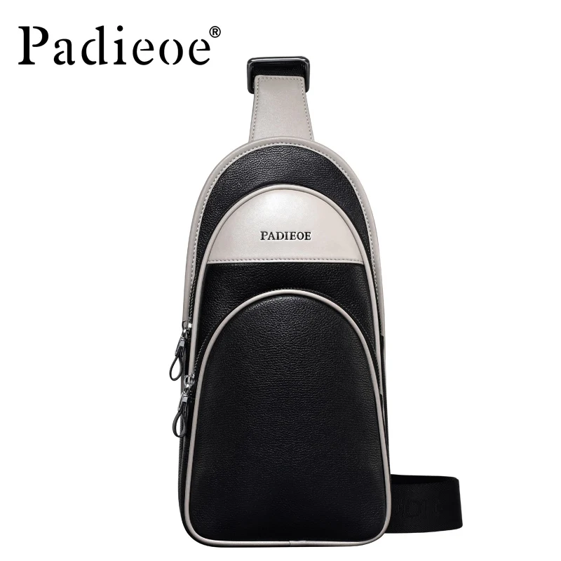 Padieoe brand Casual Chest bag for men fashion male crossbody shoulder messenger bags genuine leather men bag