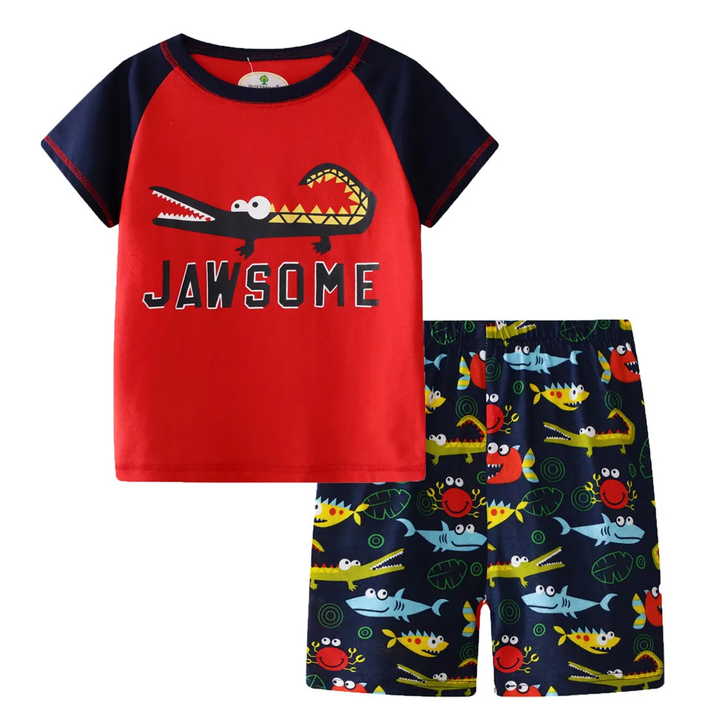 

Toddler Kids Baby Boys Girls Pajamas Cartoon Tops T-shirt Shorts Outfits Set 2019 NEW Drop Shipping