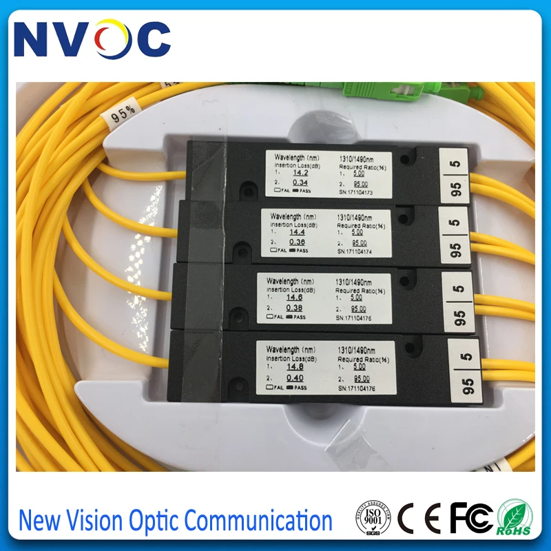 5/95 1X2 FBT оптоволоконный соединитель SM двойное окно 1490/1550 2 0 мм 1 м ABS Упаковка: 90*20*10