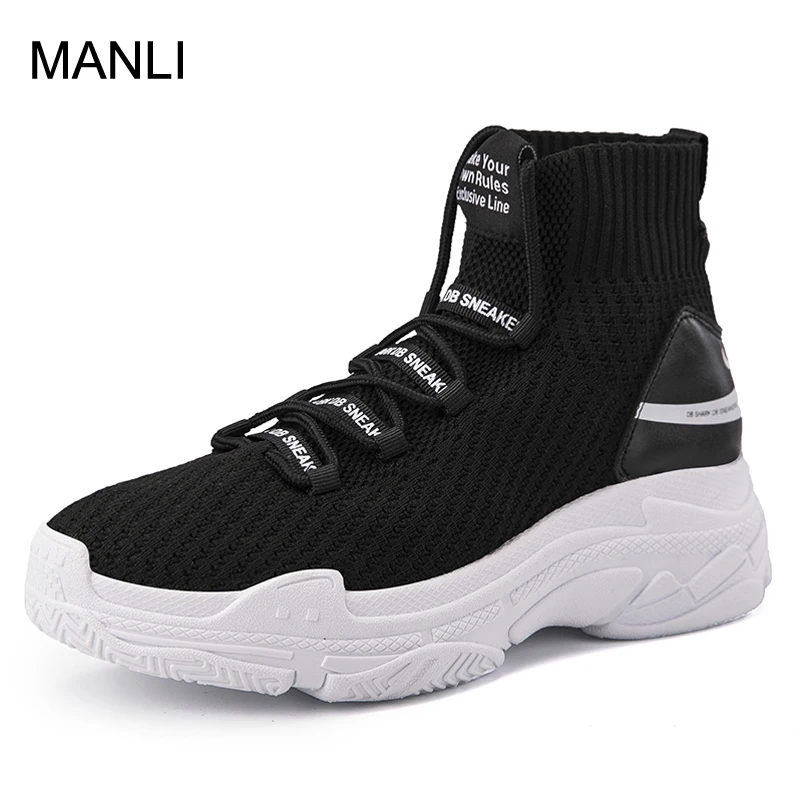 

MANLI Shark Sneakers Women Men Knit Upper Breathable Sport Shoes Chunky Shoes High Top Running Shoes For Men Women Large size 47