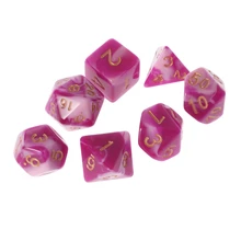 7 шт. ярко-розовый с молочно-белыми акриловыми двусторонними игральными кубиками Набор для подземелий и драконов D& D ролевых игр