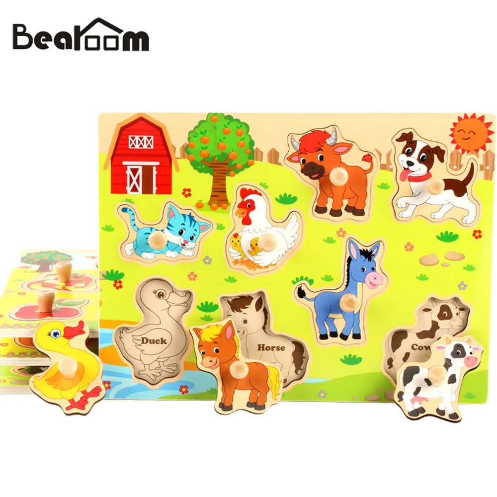 Bearoom Wooden Toy 3D Puzzle Funny Puzzles Game Montessori Toys For Children Learning Education Resource Teaser Wood Jigsaw