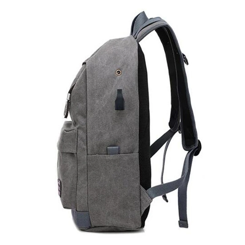 Холщовый рюкзак для мужчин и женщин, usb зарядка, наушники с отверстиями, рюкзак для подростков, взрослых, офисный ноутбук, Ipad, рюкзак mochila