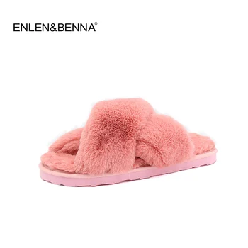 

2017 Indoor Fur Slippers 2017 Warm Platform Shoes Woman Slip On Soft Flat with Casual Floor Slippers Women Home Shoes Flip Flops