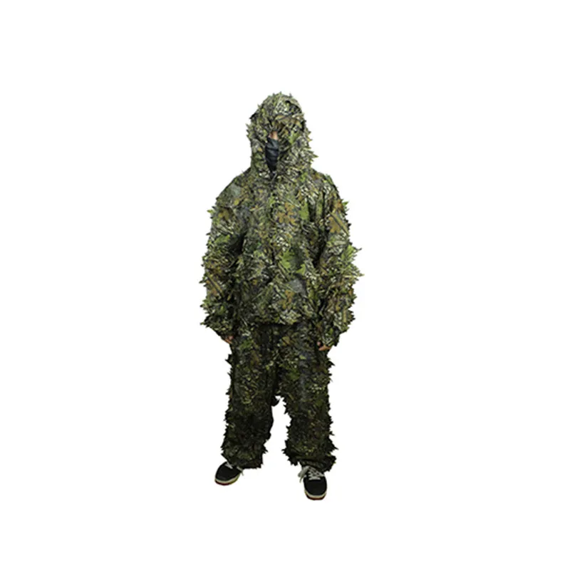 ФОТО Durable Outdoor Woodland Sniper Ghillie Suit Kit Cloak Military Tactical 3D Leaf Camouflage Jungle Hunting Birding Clothing *