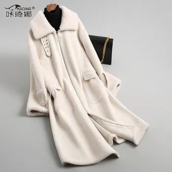 

100% Wool Jacket Real Fur Coat Korean Autumn Winter Coat Women Clothes 2018 Vintage Suede Lining Manteau Femme Hiver 68531 ZT928