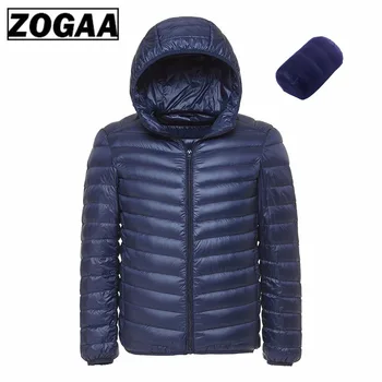 

ZOGAA 2019 Men's Winter Hooded UltraLight White Duck Down Jacket Male Warm Jacket Line Portable Package Men Pack Jacket For Men