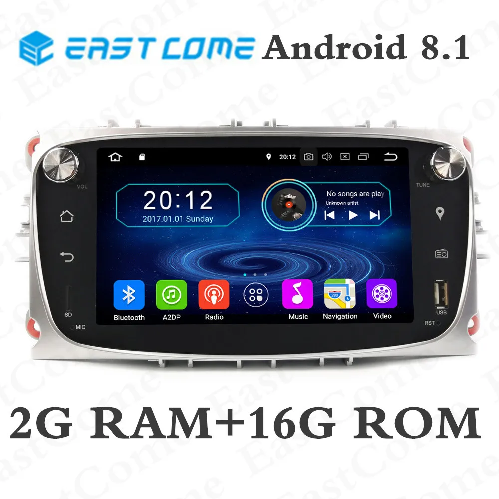 Best 7" Android 8.1 Car GPS Navigation for Ford Focus Mondeo Focus C-MAX S-MAX C S Max Kuga Galaxy Car DVD Player Radio GPS 0