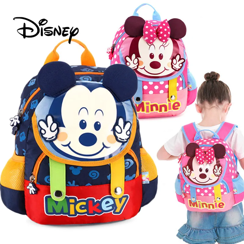 Disney Mickey Mouse Backpack Boy Girl Kindergarten Bag Mickey Children 1 5 Preschool Child Baby